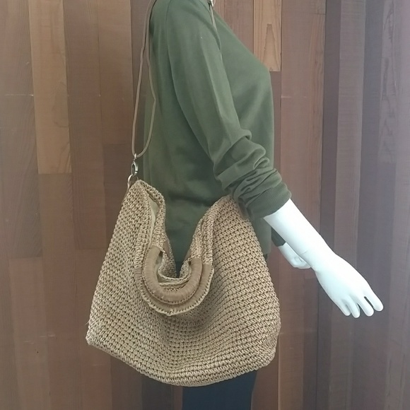 slouchy straw tote bag